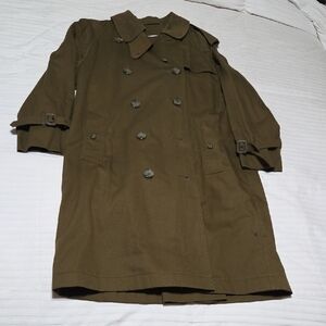 Women's Olive Green Double-Breasted Trench Coat